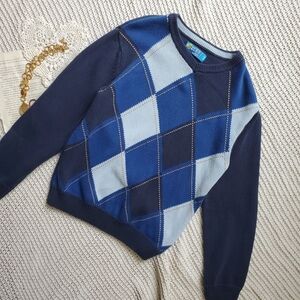 Kids Blue Argyle Sweater EUC size Small